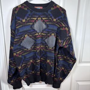 Chartwell Crewneck Sweater Men’s Large Multicolor Leather Patches Vintage